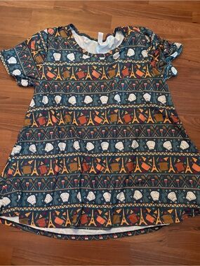 Ambrie Ratatouille print Disney Tee - Teal, Orange, White